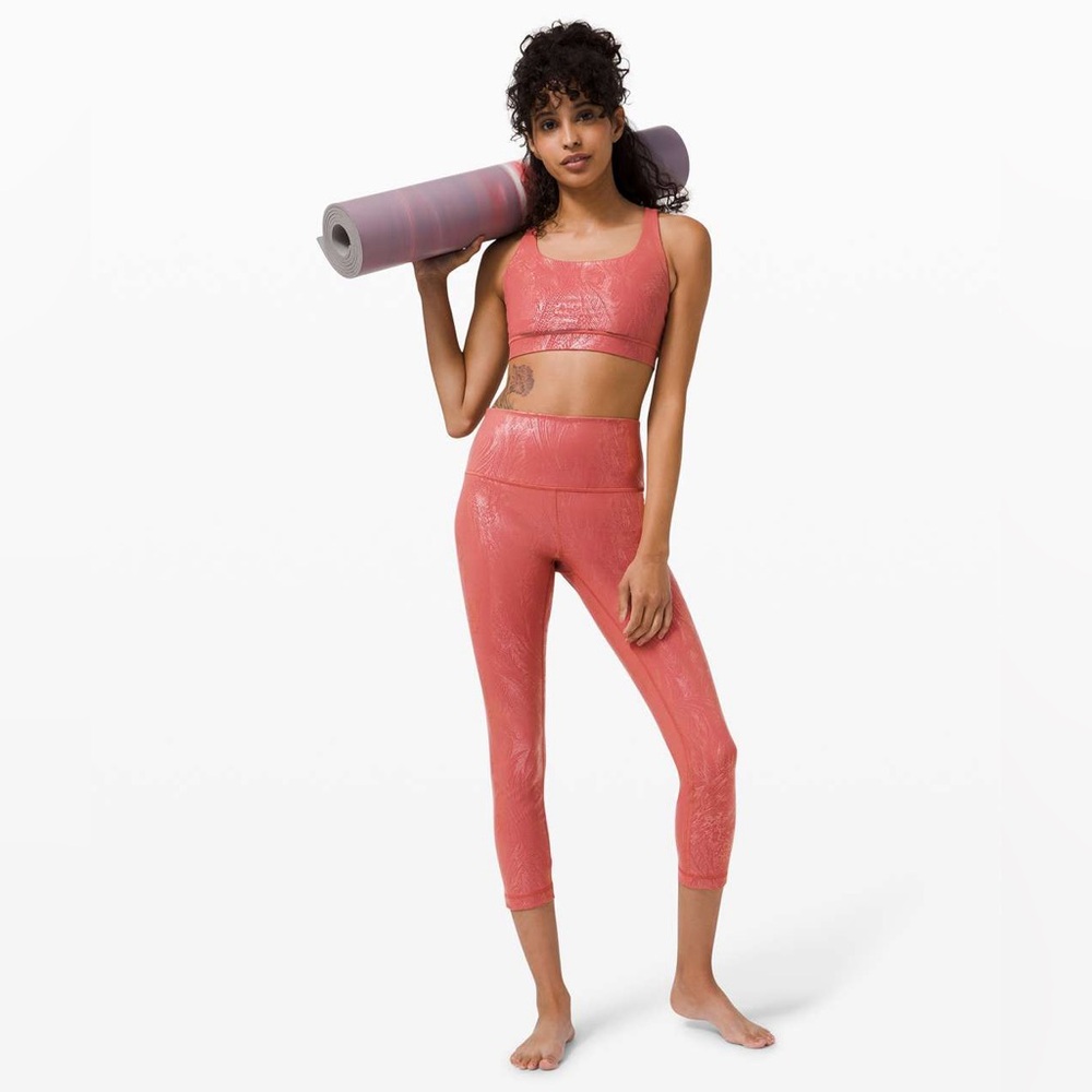 Lululemon Wunder Under High-Rise Crop Shine 2 Cranberry Pink Foil